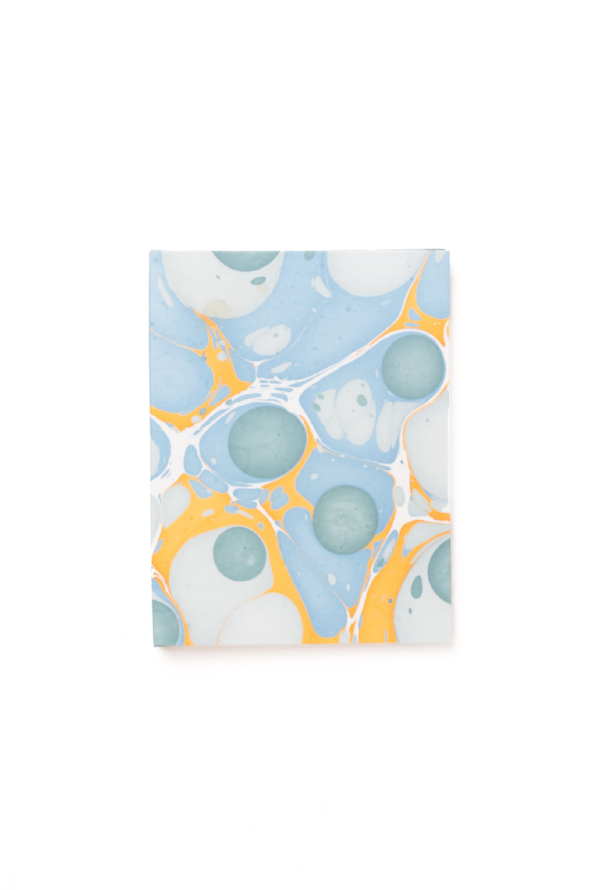 Hand marbled 4x6 folding book frame with grey, blue, orange patterns, Inner Child design3. Hand marbled multicolor double frame folding book, Inner Child design