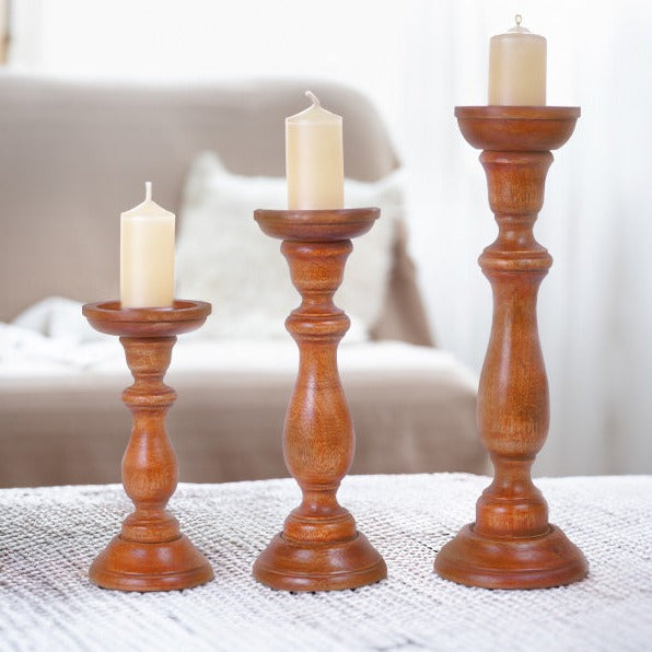 Tuli Earthy Brown Pillar Candle Holder Set - Thumbnail 5