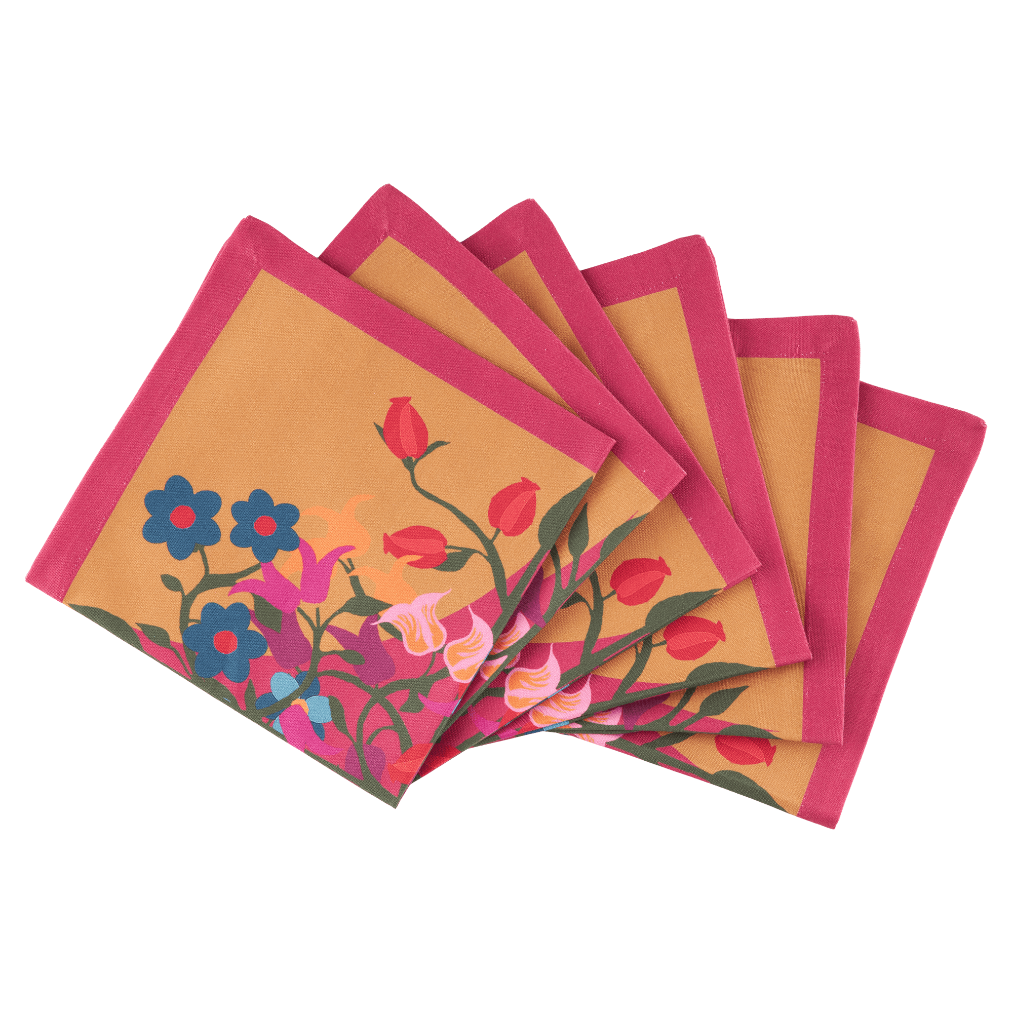 6 Napkins Blumen Orange Offcut Version
