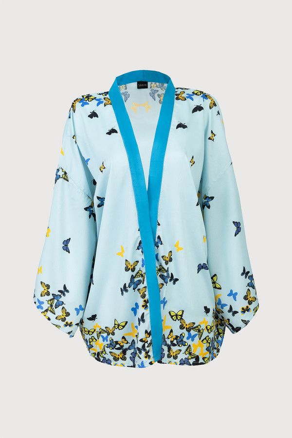 Graphic Garden Kimono - Light Blue