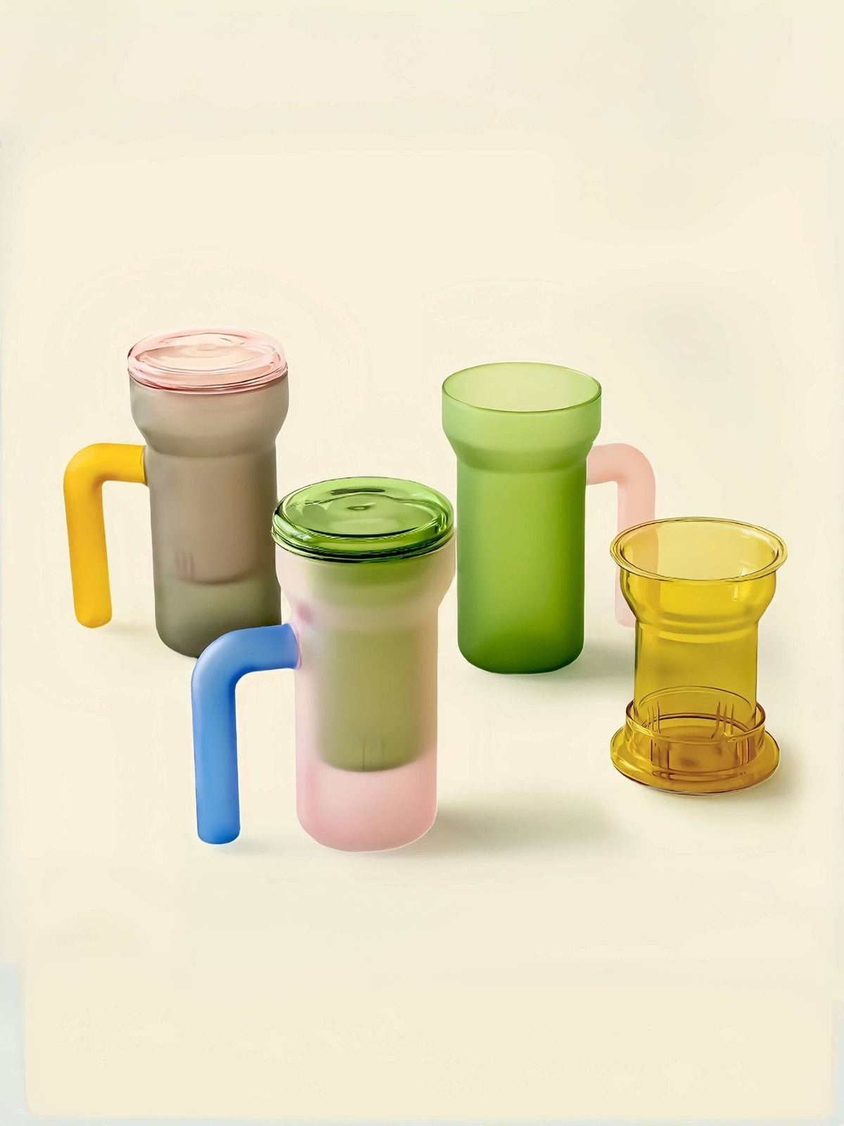 Color Play Lidded Glass Tea Infuser Mug – Cute Dopamine Loose Leaf Tea Cup for the Office, Dishwasher Safe -Mugs- Color Play Lidded Glass Tea Infuser Mug-green - INSPECIAL HOME