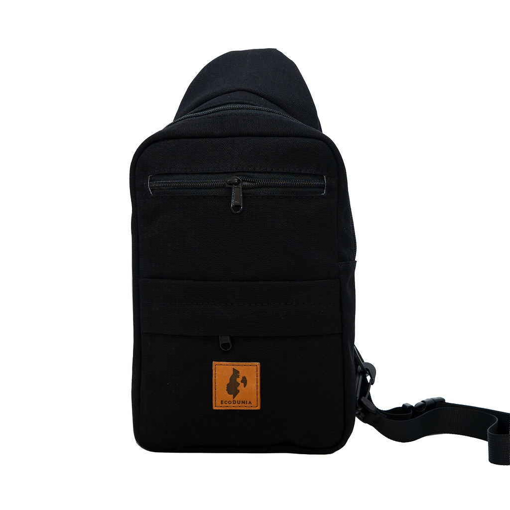 Umoja black canvas crossbody sling bag for men and women #color_black