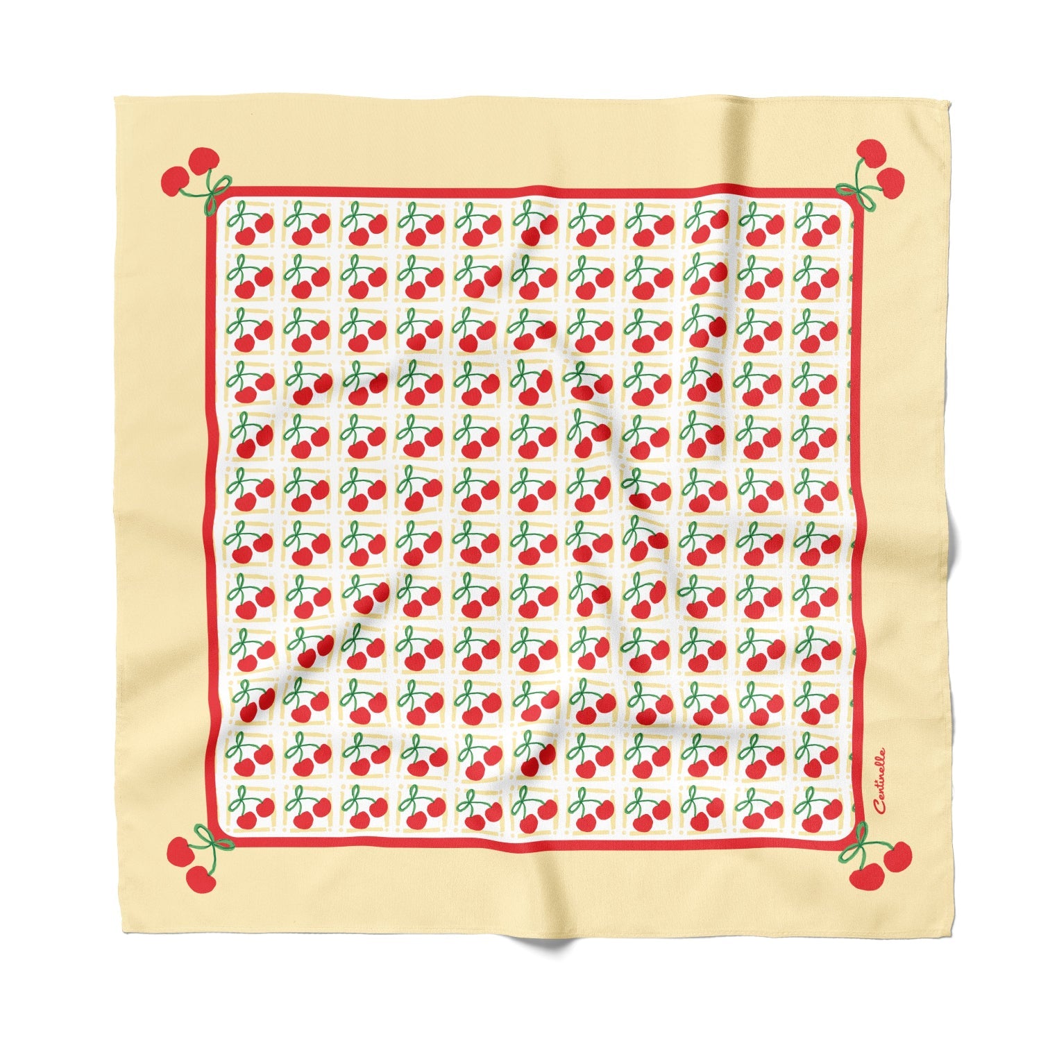 Delicious and timeless cherry cotton silk bandana from Centinelle.