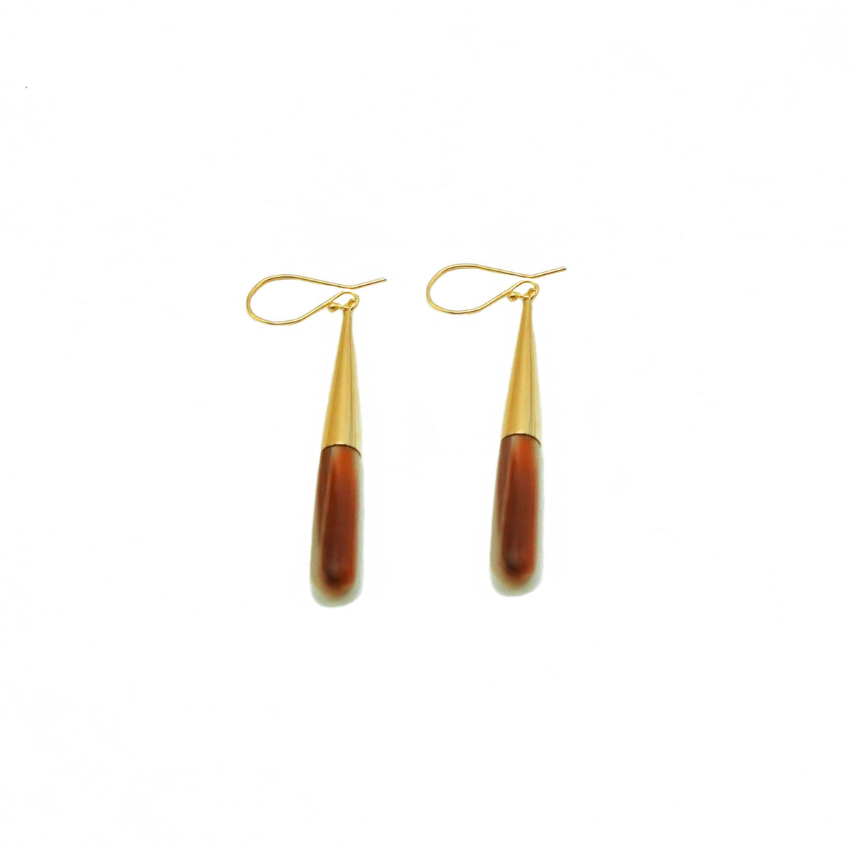 Brass & Horn Teardrop Dangle Earrings | Guru Ecodunia #color_brown