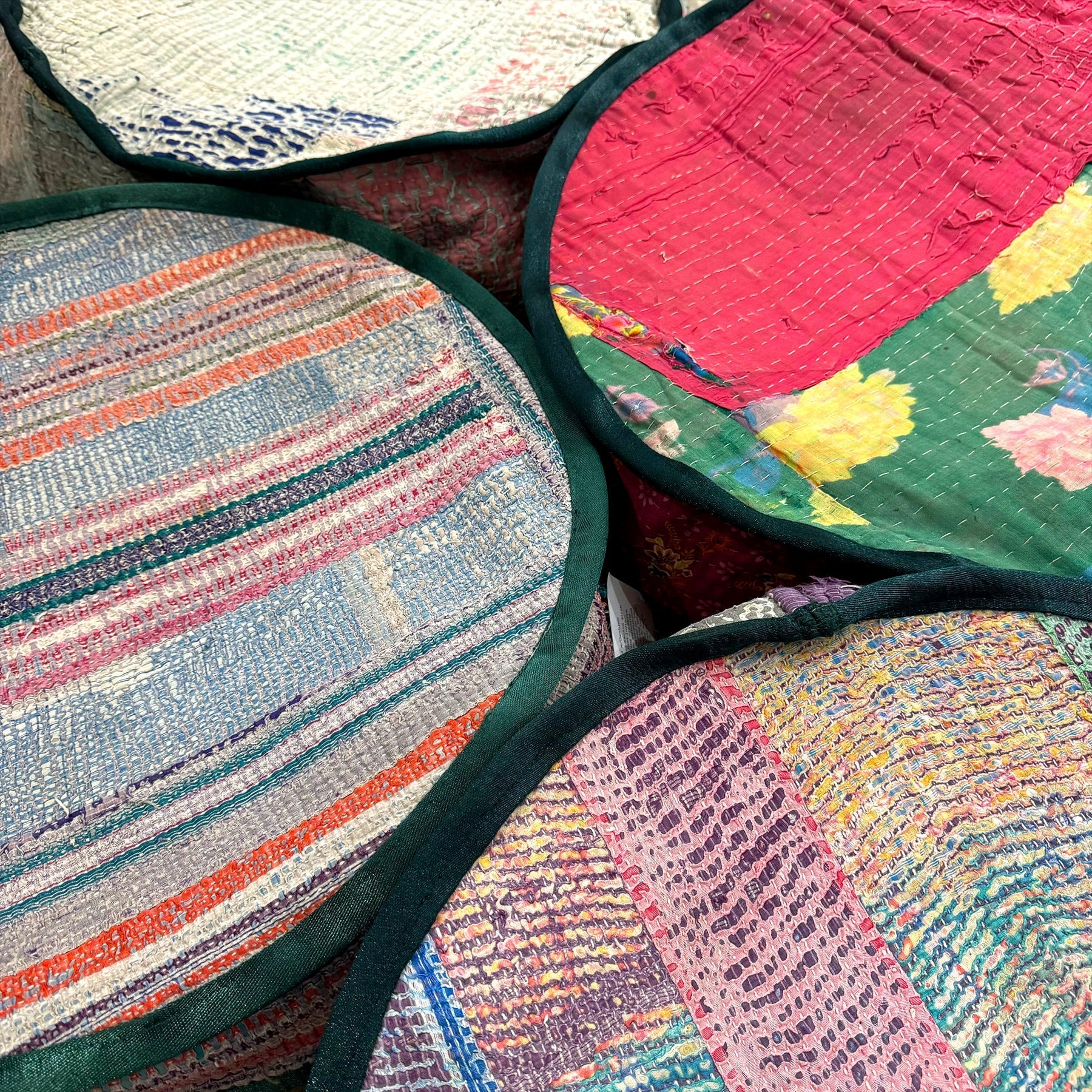vintage kantha quilt pet bed w cushion puebco 113975 7