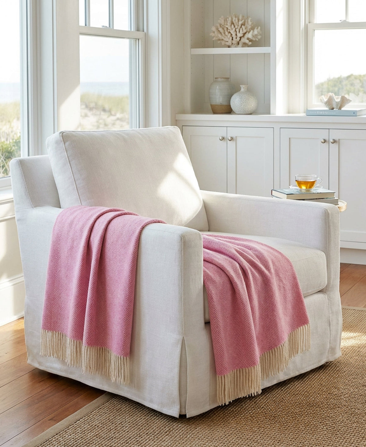 Southampton Home Shetland Lambswool Herringbone Throw – Light Pink | Woven in England-Throws and Blankets-[bar code]-Prince of Scots