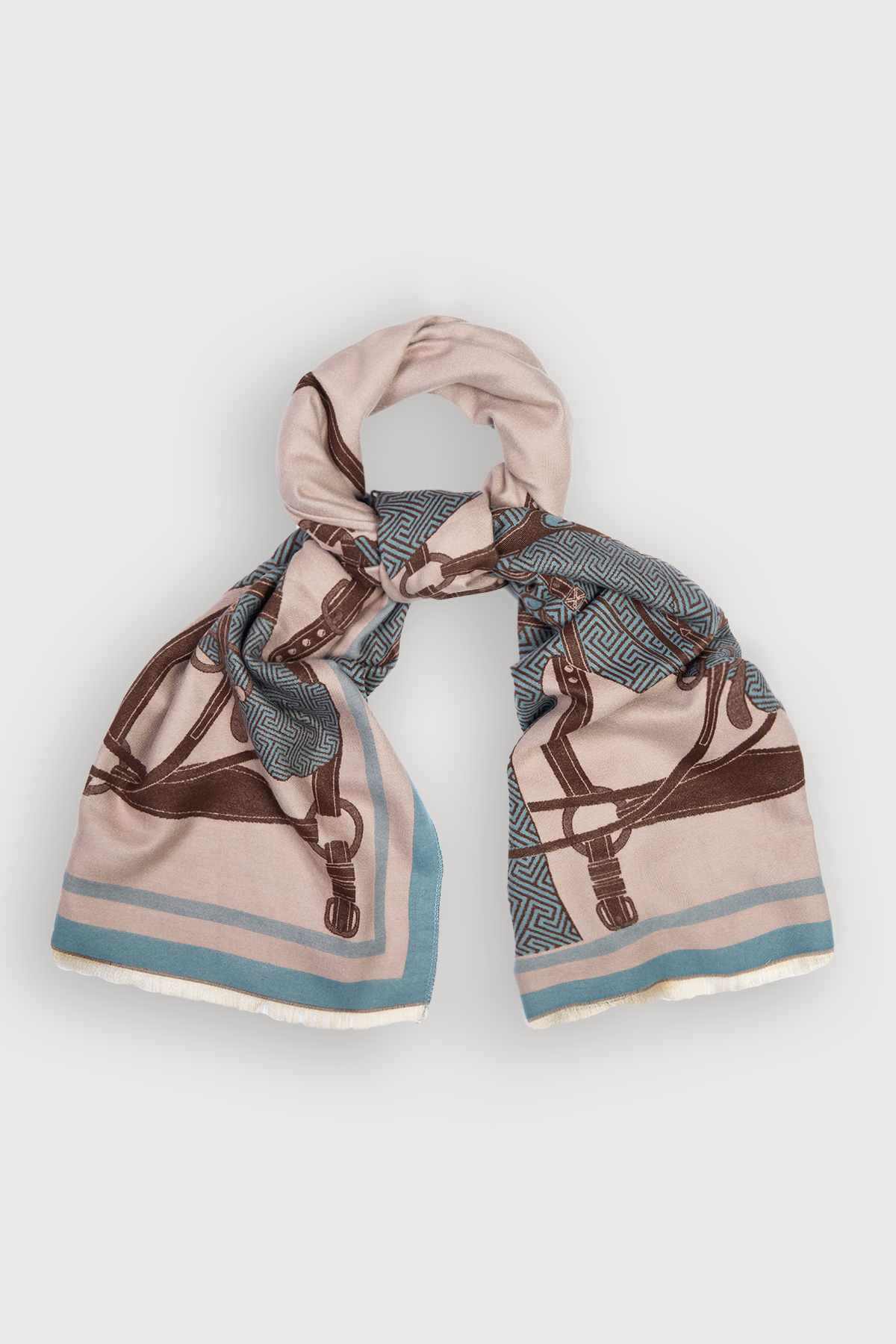 Equestrian Reversible Scarf - Light Blue