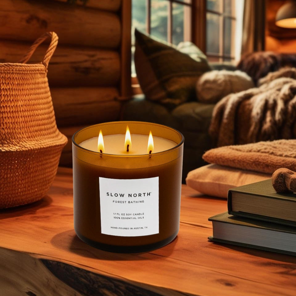 Non Toxic Candle for Large Room in a Cozy Cabin 