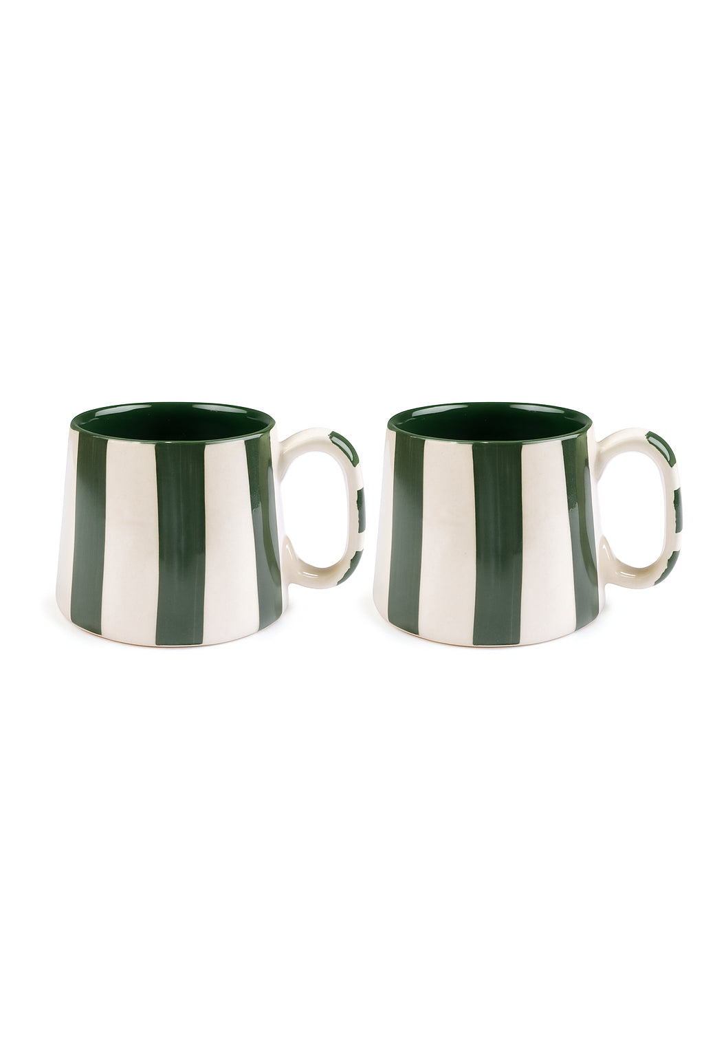 Ceramic Olive Stripe  Coffee cup - 3.5 x 2.5 Inches (Set of 2)