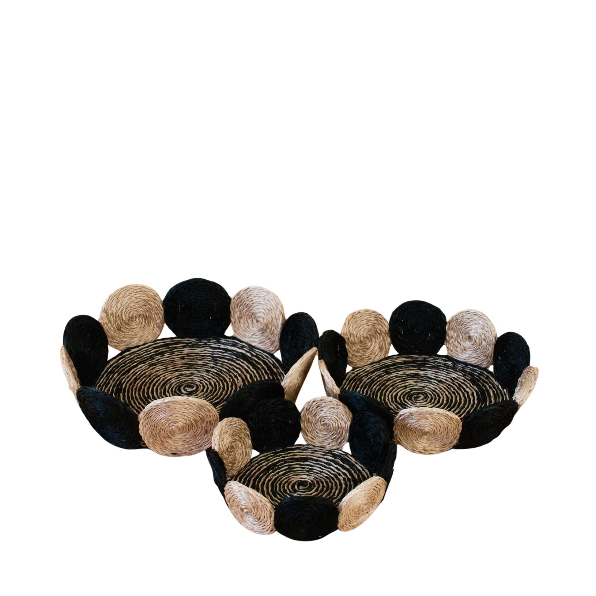 - Black and White Abaca Fruit Basket - Tabletop Basket, set of 3 | LIKHA - LIKHÂ