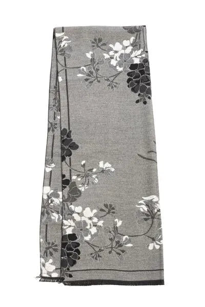 Reversible Floral Scarf For Winter - Black