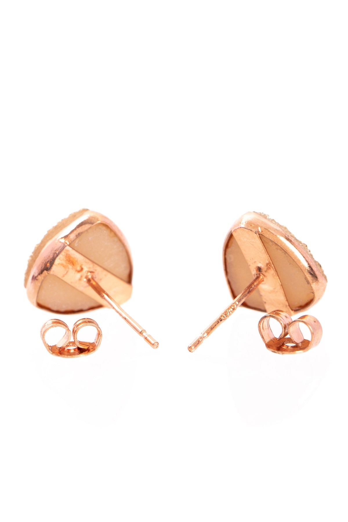 Pyramid Druzy Stone Stud Earring Gold