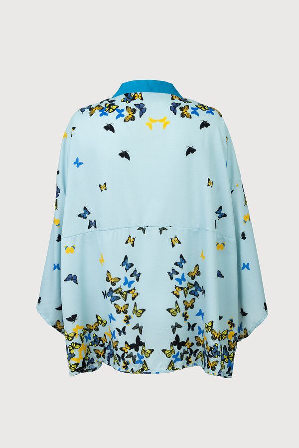 Graphic Garden Kimono - Light Blue