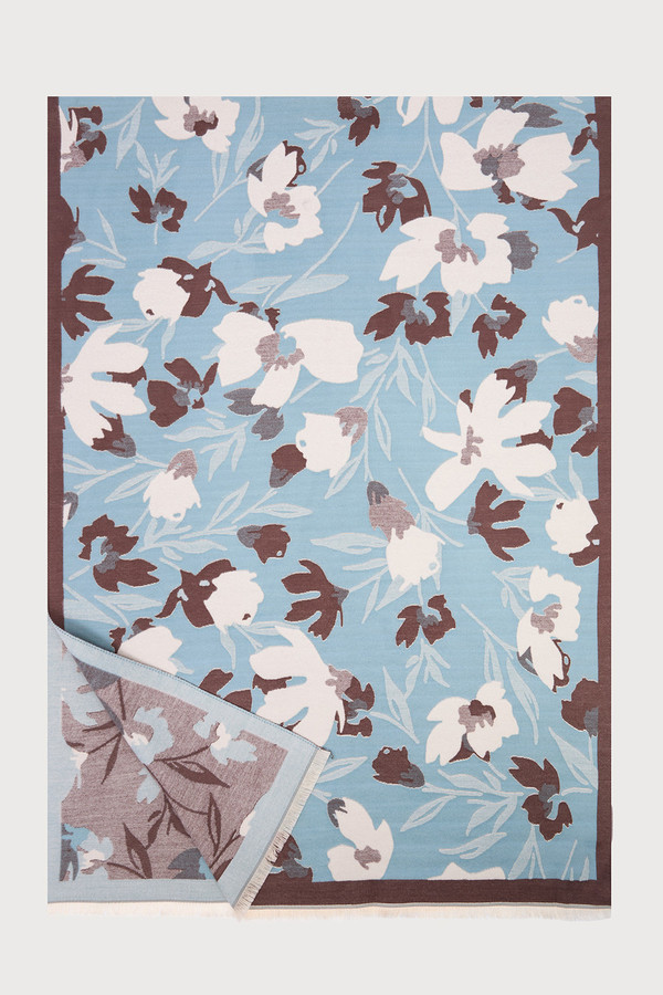 La Floraison Reversible Scarf - Blue