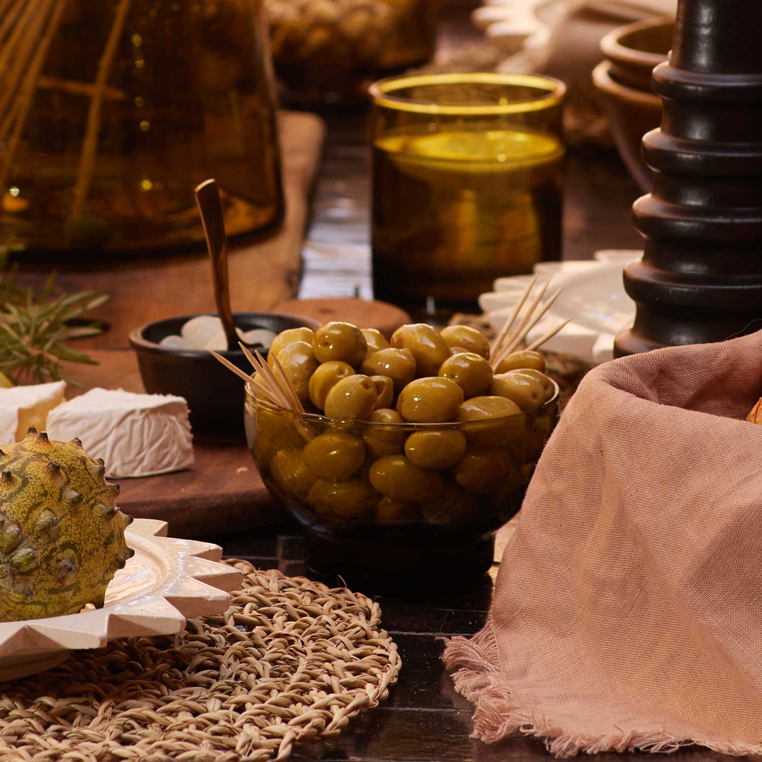 Ochre Handblown Glass Low Bowl
