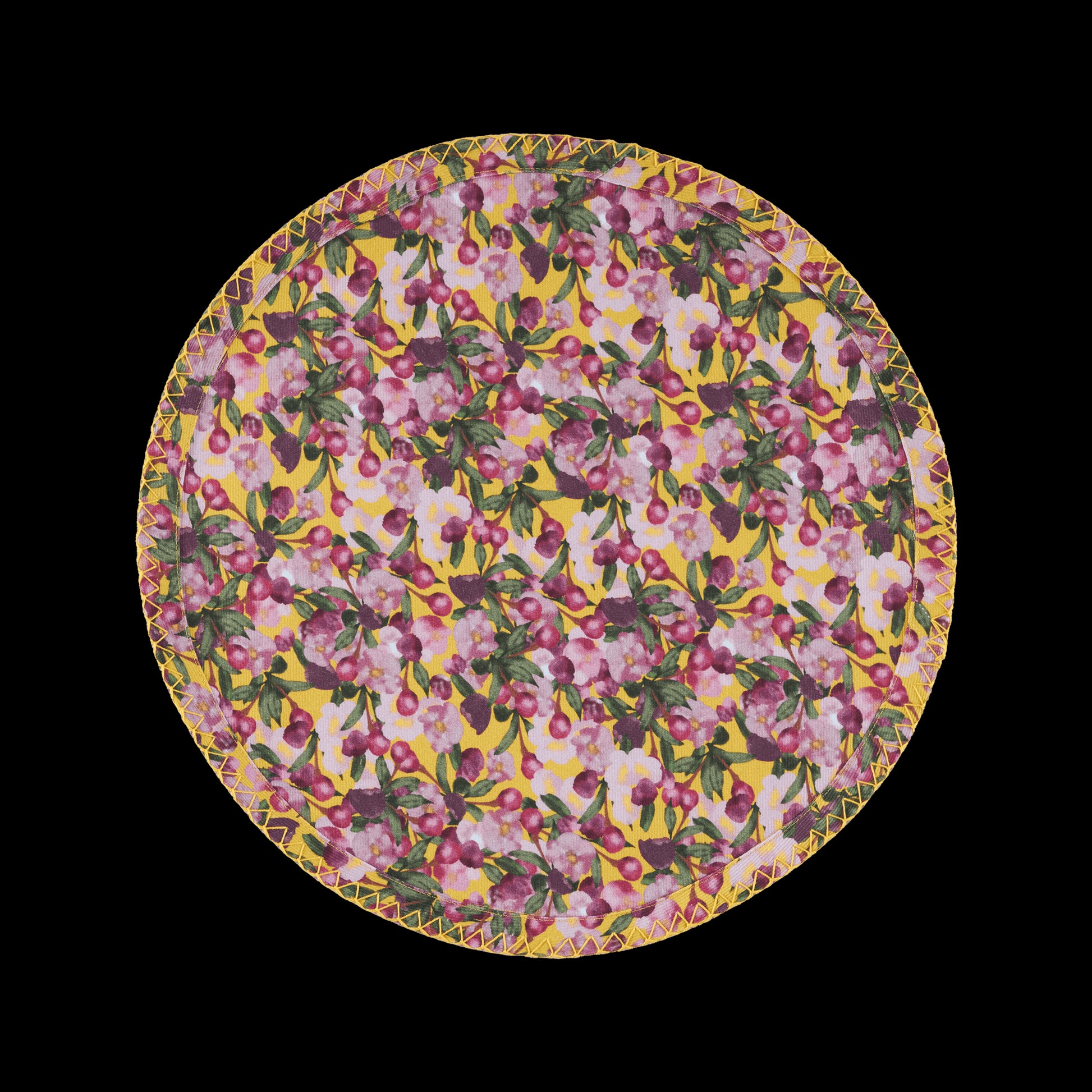 6 Round Placemats Romance is Dead Yellow - Sophie Williamson Design