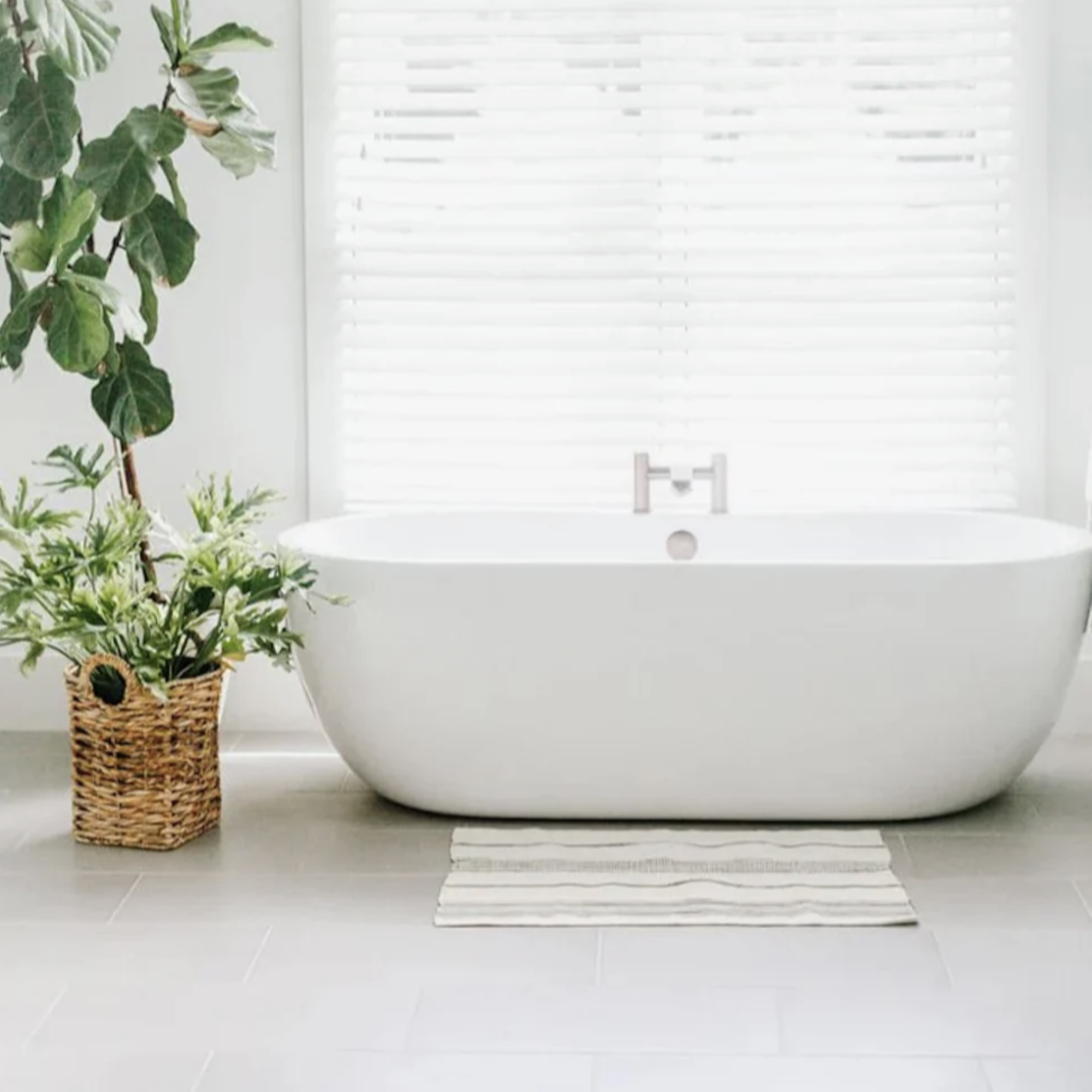 Aden Cotton Bath Mat - Natural with Gray