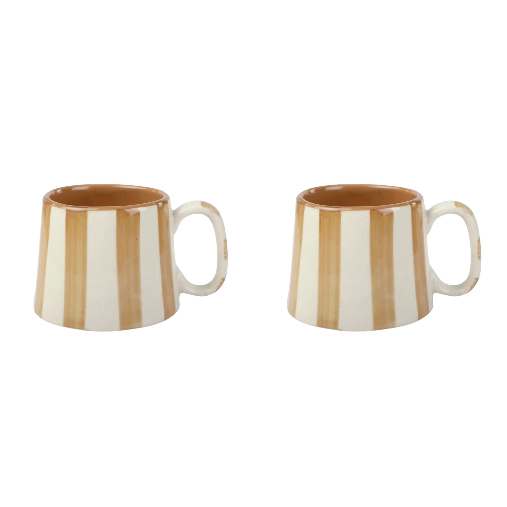 Ceramic Brown Stripe  Coffee cup - 3.5 x 2.5 Inches ( Set of 2 )
