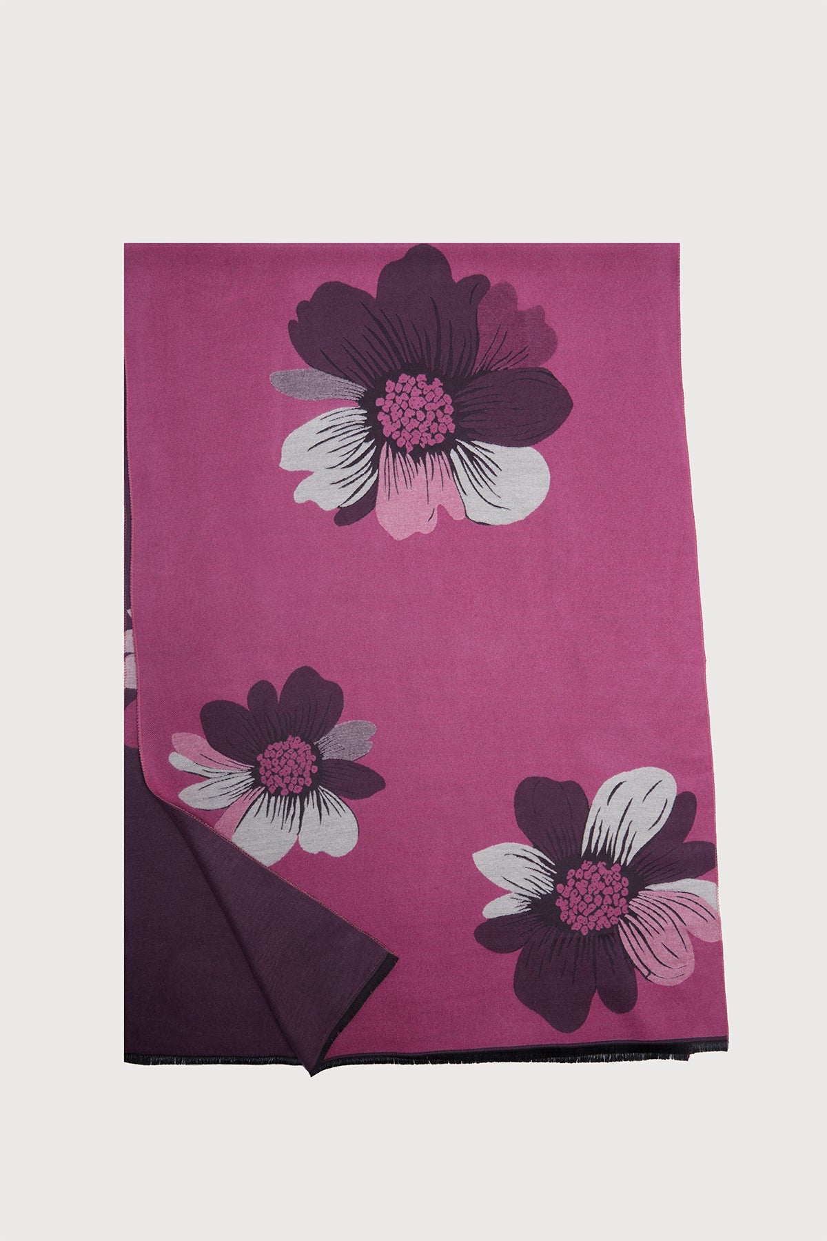 Fresh Floral Reversible Scarf - Plum Pink