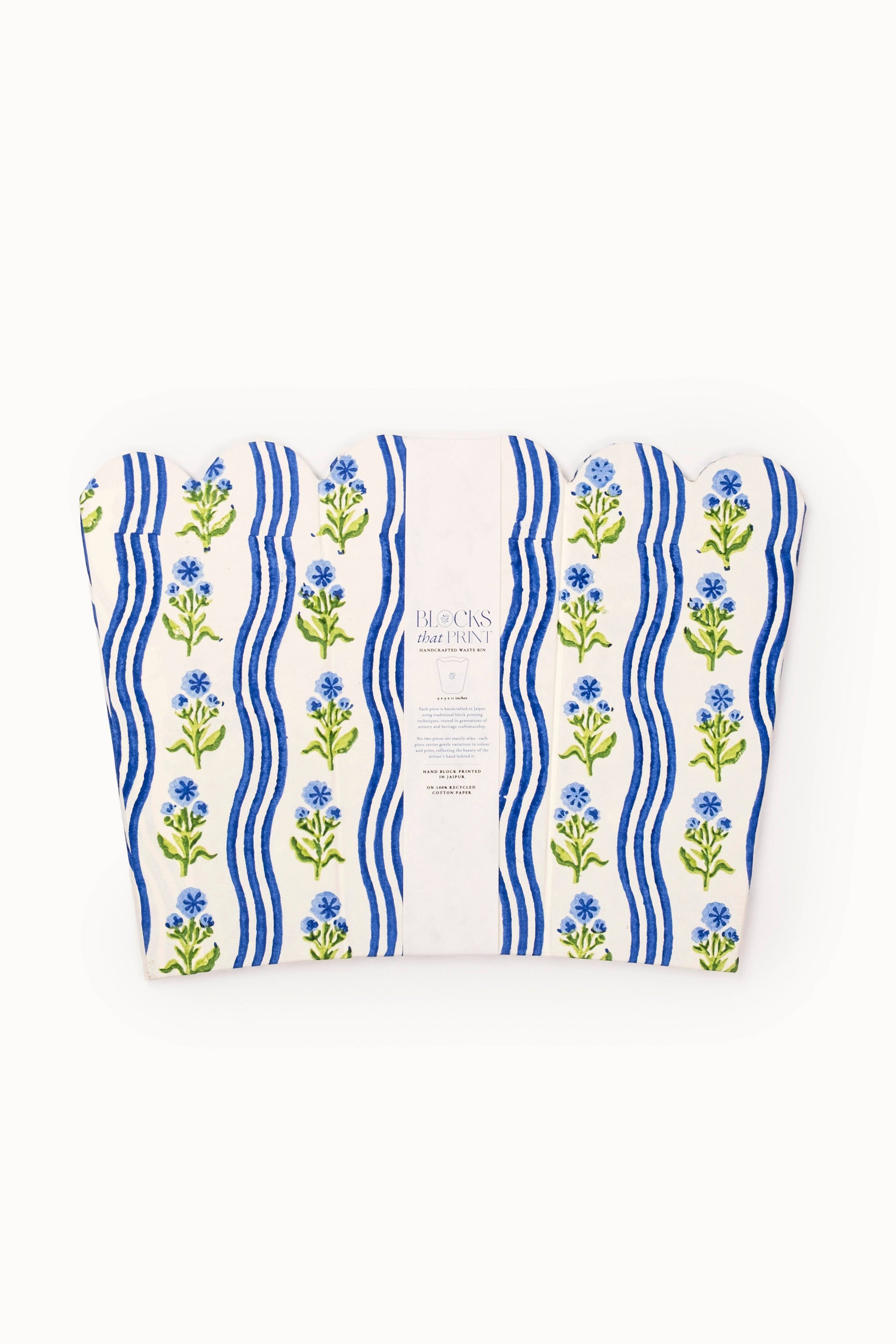 Block Print Storage /Waste Basket - Leher Blue (Collapsible)