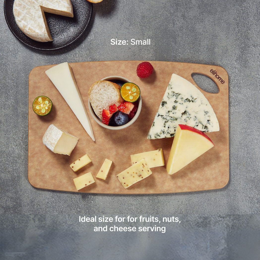Elihome Classic Series 3 Piece Cutting Board Set (S+M+L) - Small board in use on kitchen countertop