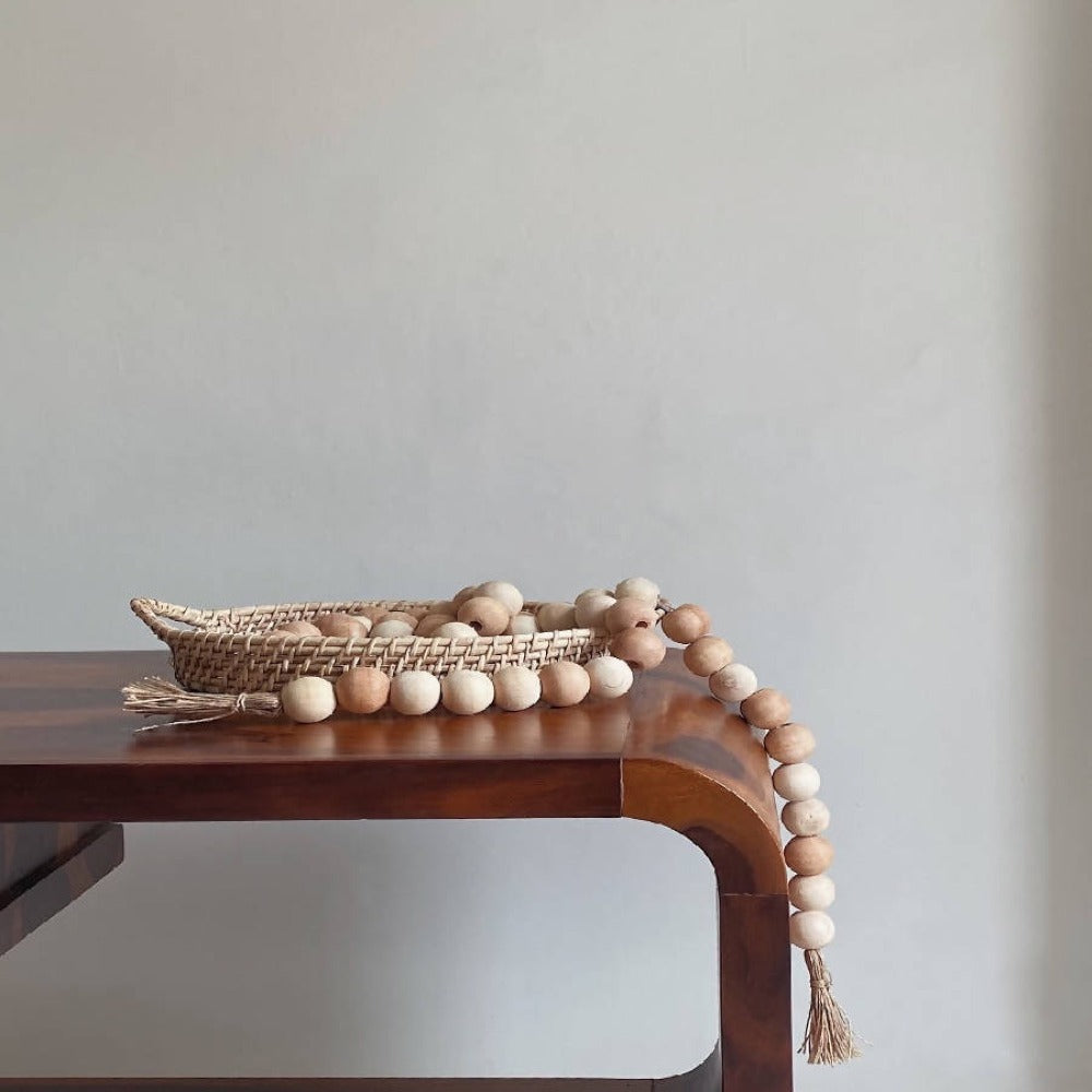 Farmhouse Wooden Beads With Jute Tassels - Thumbnail 4