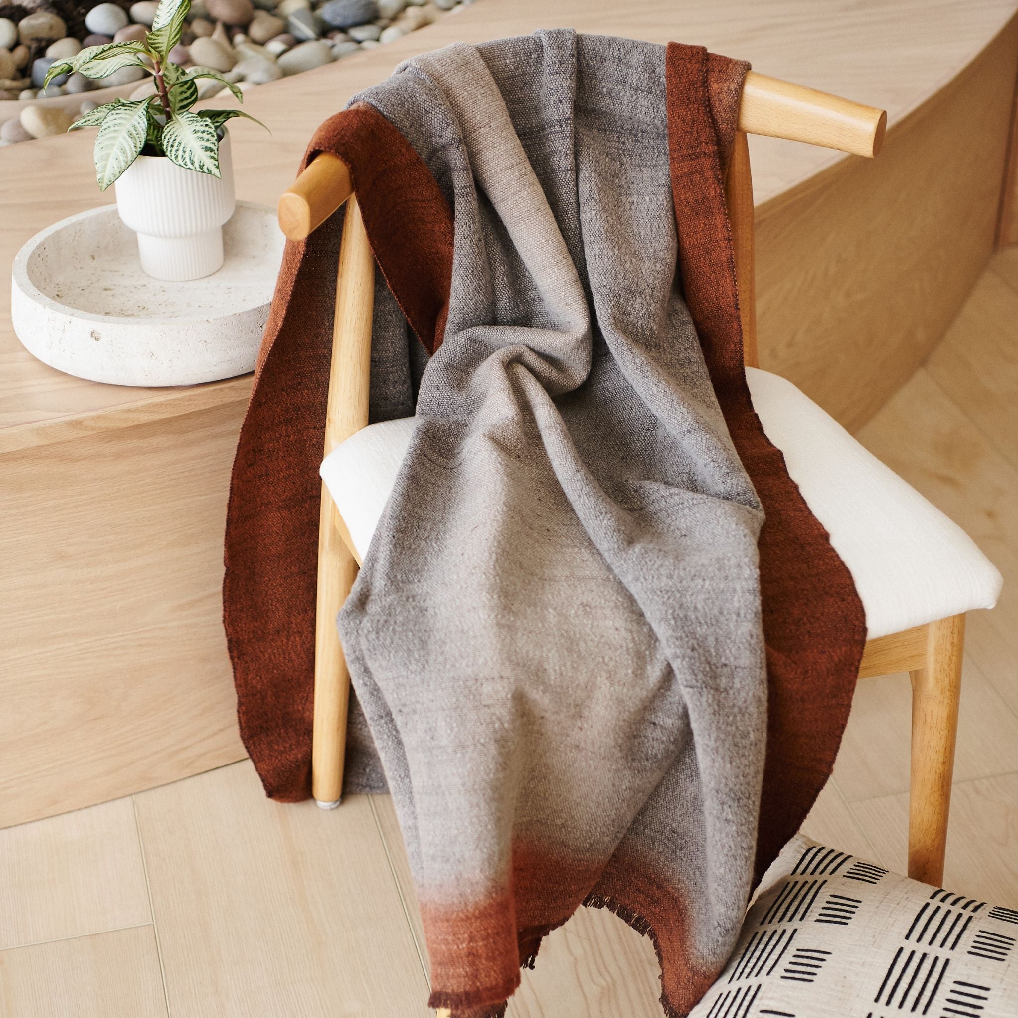 Simply Taupe Brown Gray Hand Spun Merino Handloom Throw