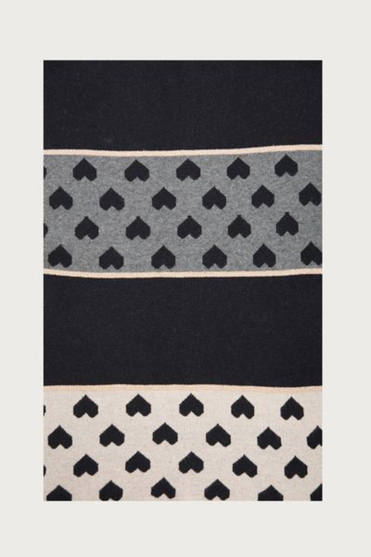 Heart Mixed Pattern Scarf - Black