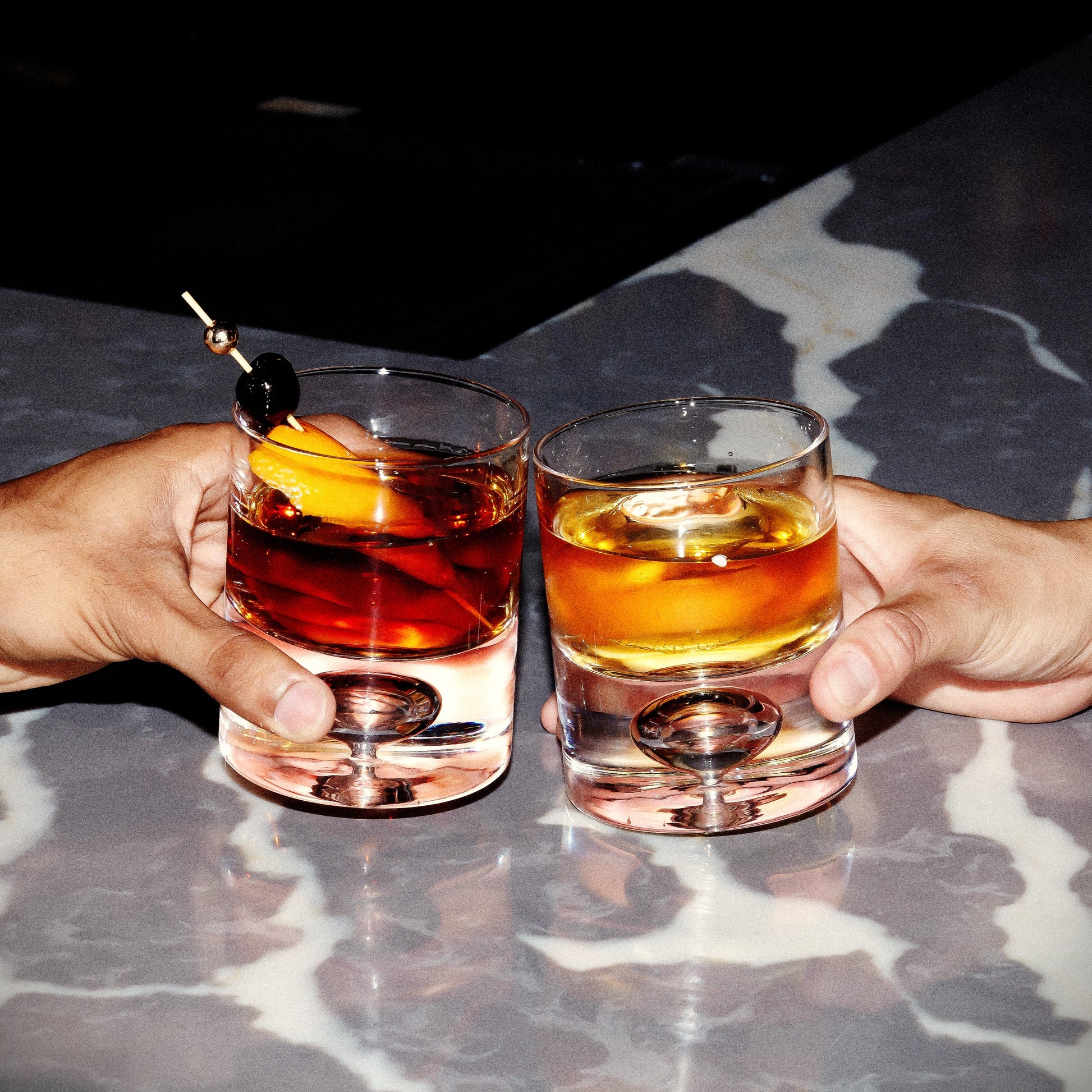Crystal Bubble Heavy Base Whiskey Glass Tumbler - Set of 2