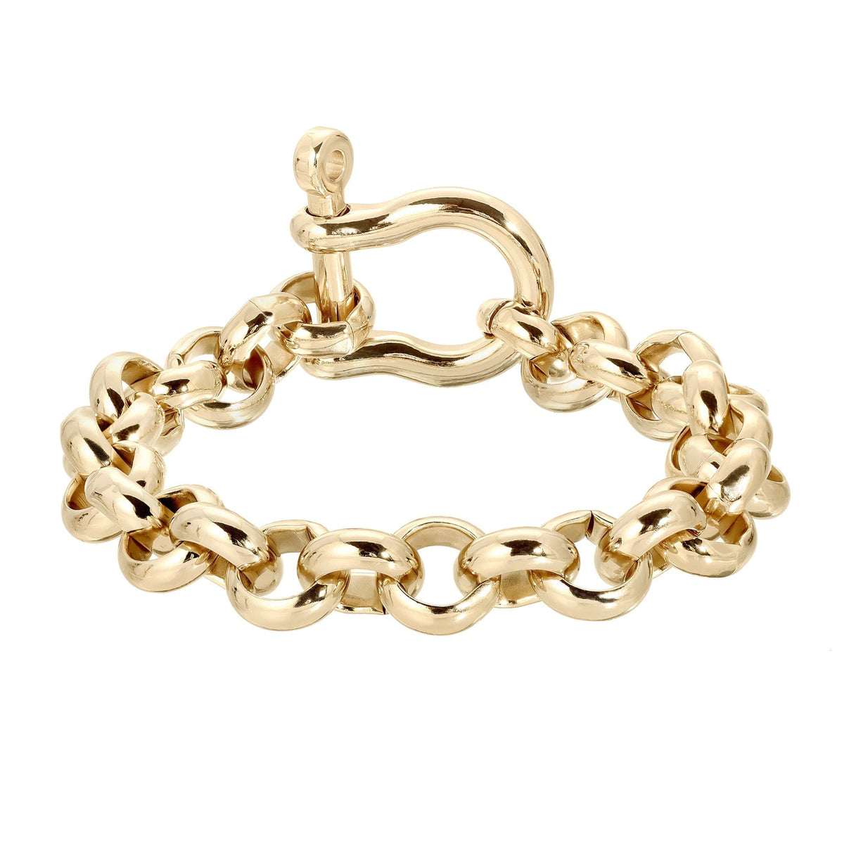 Gold chain bracelet with shackle clasp - Harley Bracelet trendy jewelry piece