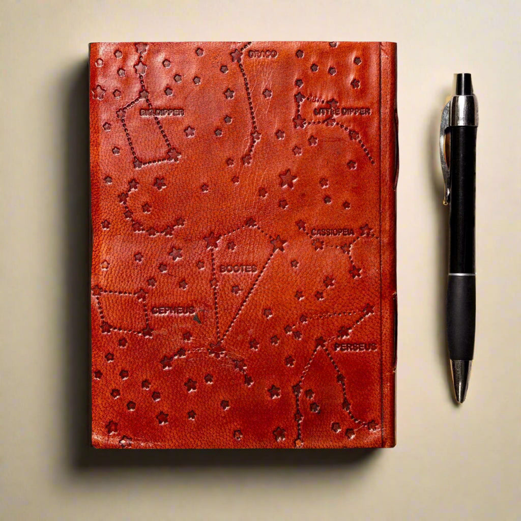 Artisan leather journal with poetic quote embossed – sustainable notebook for mindful writing and creative flow