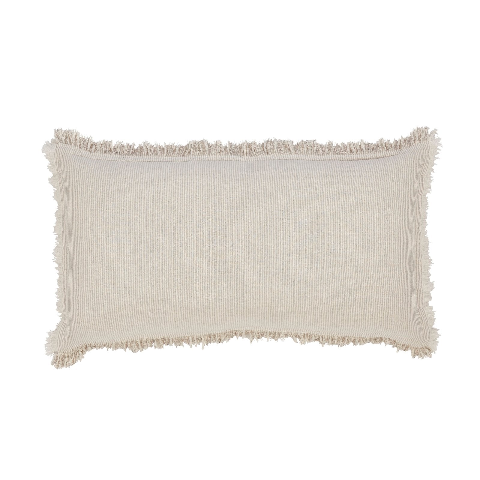 TP-114-1426_1|Rectangular natural-toned textured pillow with stylish fringe details. Adds a cozy, bohemian accent to any living space.