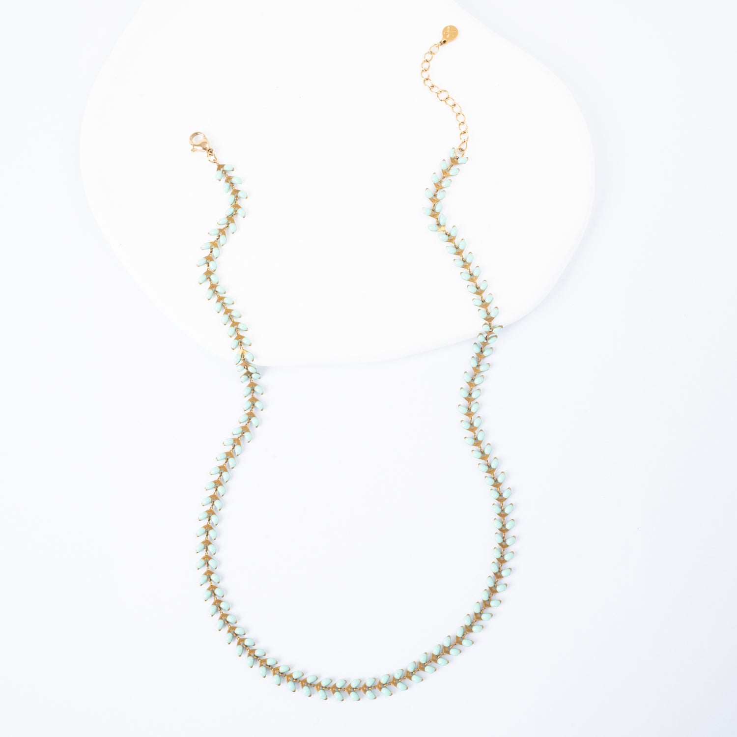 Full length photo of seeded necklace, gold layering necklace, adjustable gold necklace, necklace company, surprises for Christmas