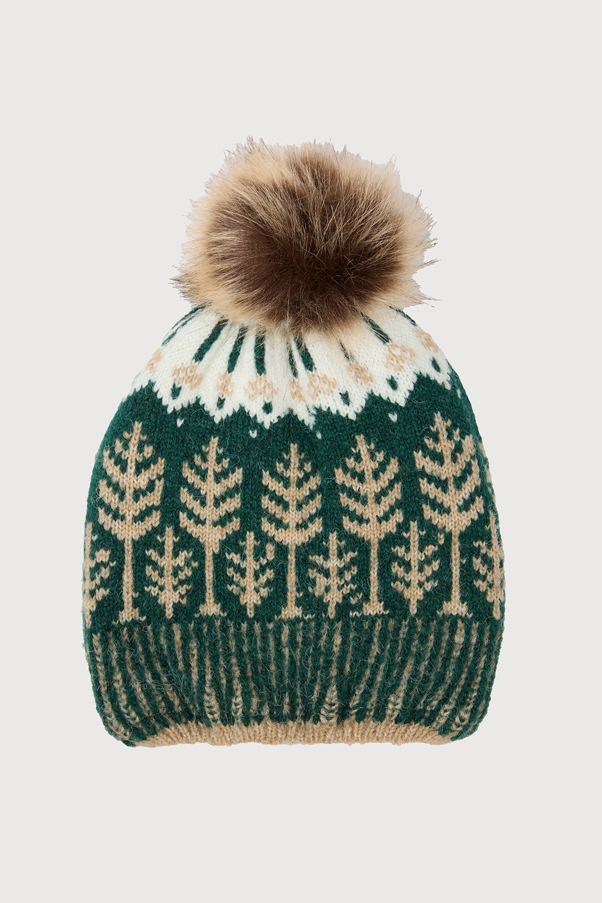 Fair Isle Forest Snow Hat - Forest Green
