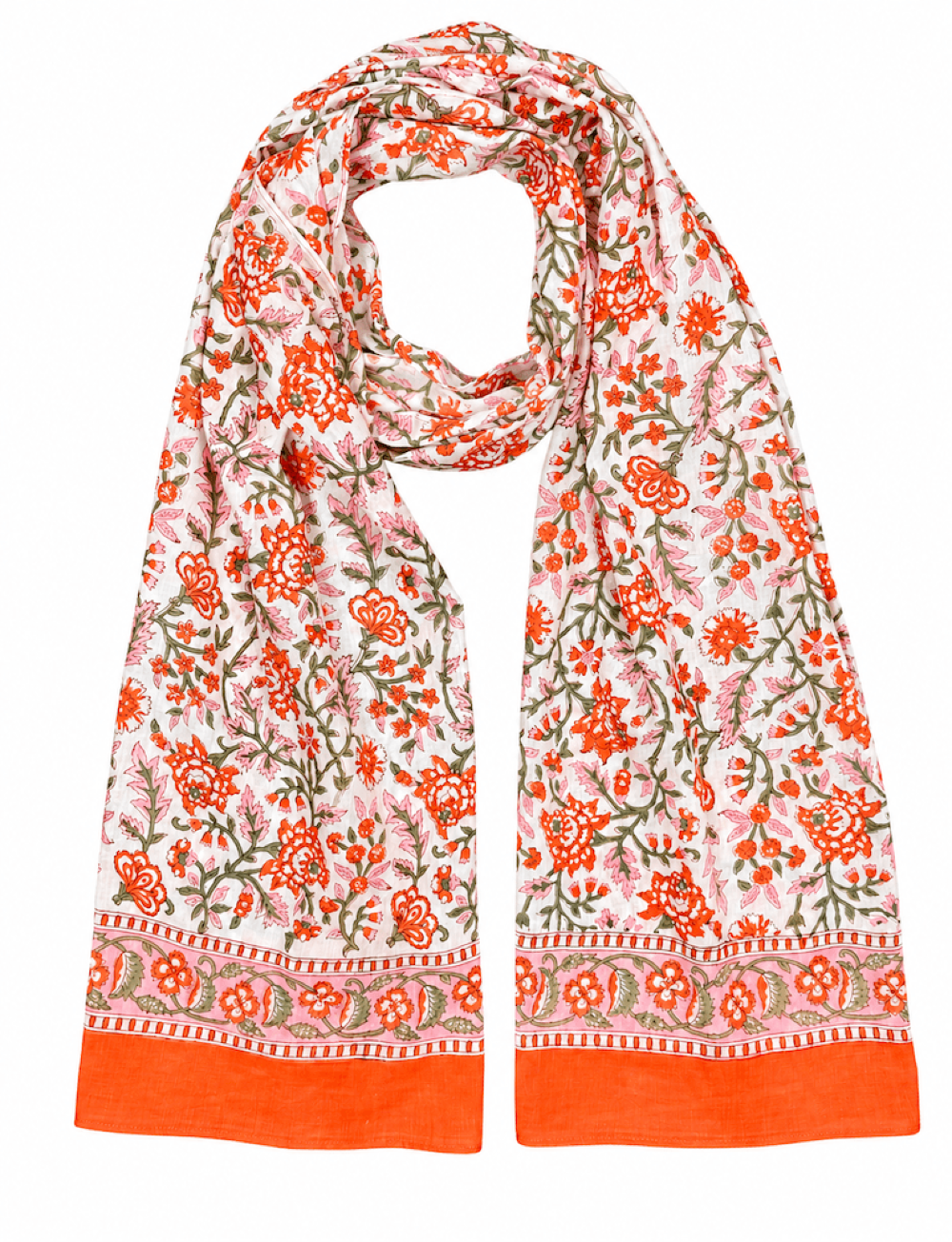 Orange & Pink Floral Scarf - Passion Lilie