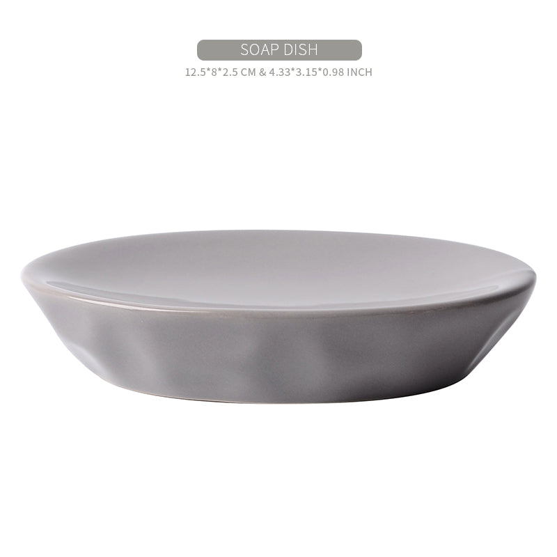 Dimensions infographic for the grey BosilunLife Bring Nature Inside recycled eco-clay soap dish, detailing its 4.33-inch length.