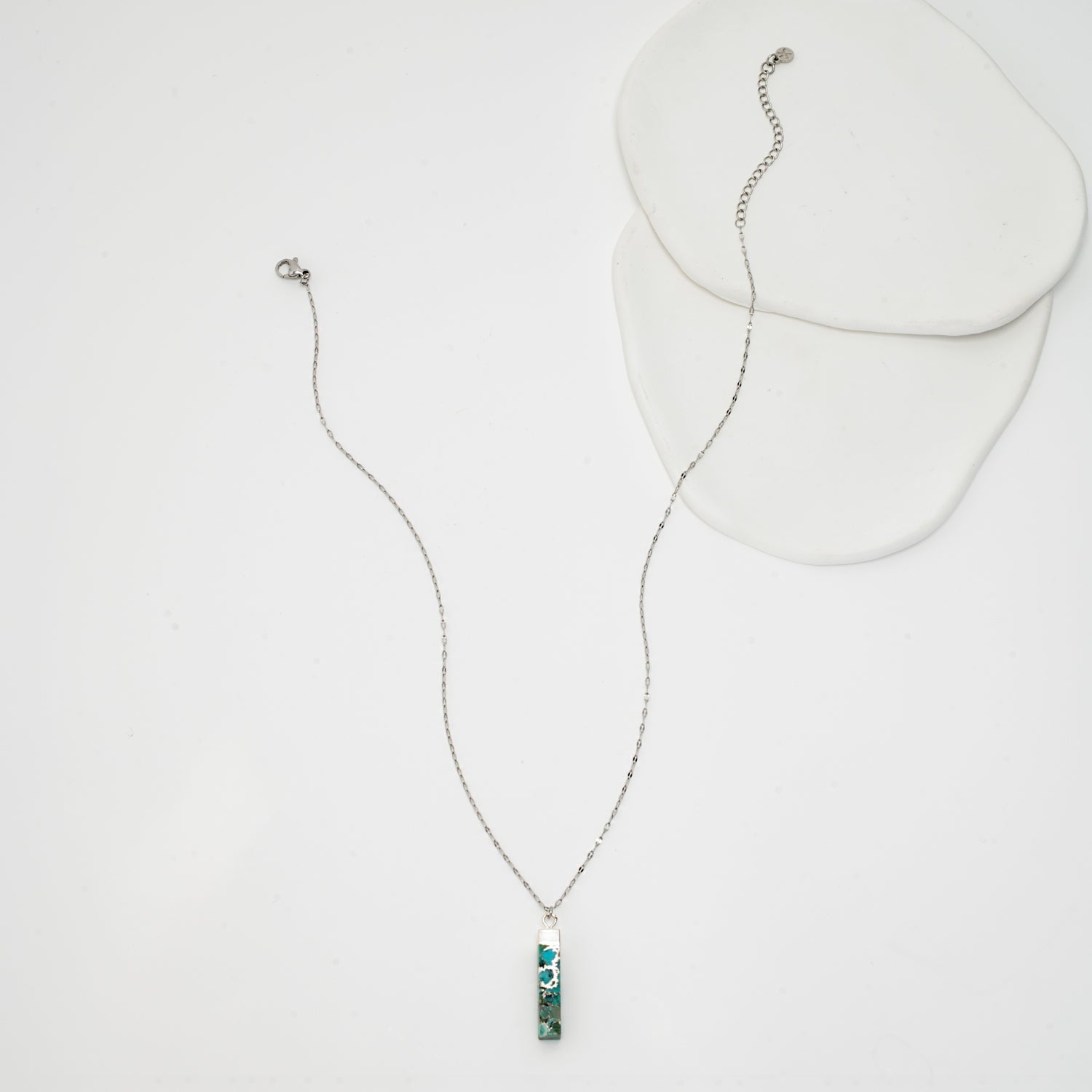 Necklace for women, quality silver chain with turquoise and silver pendant, necklace brands like Pandora, fashion jewelry, home shopping jewelry