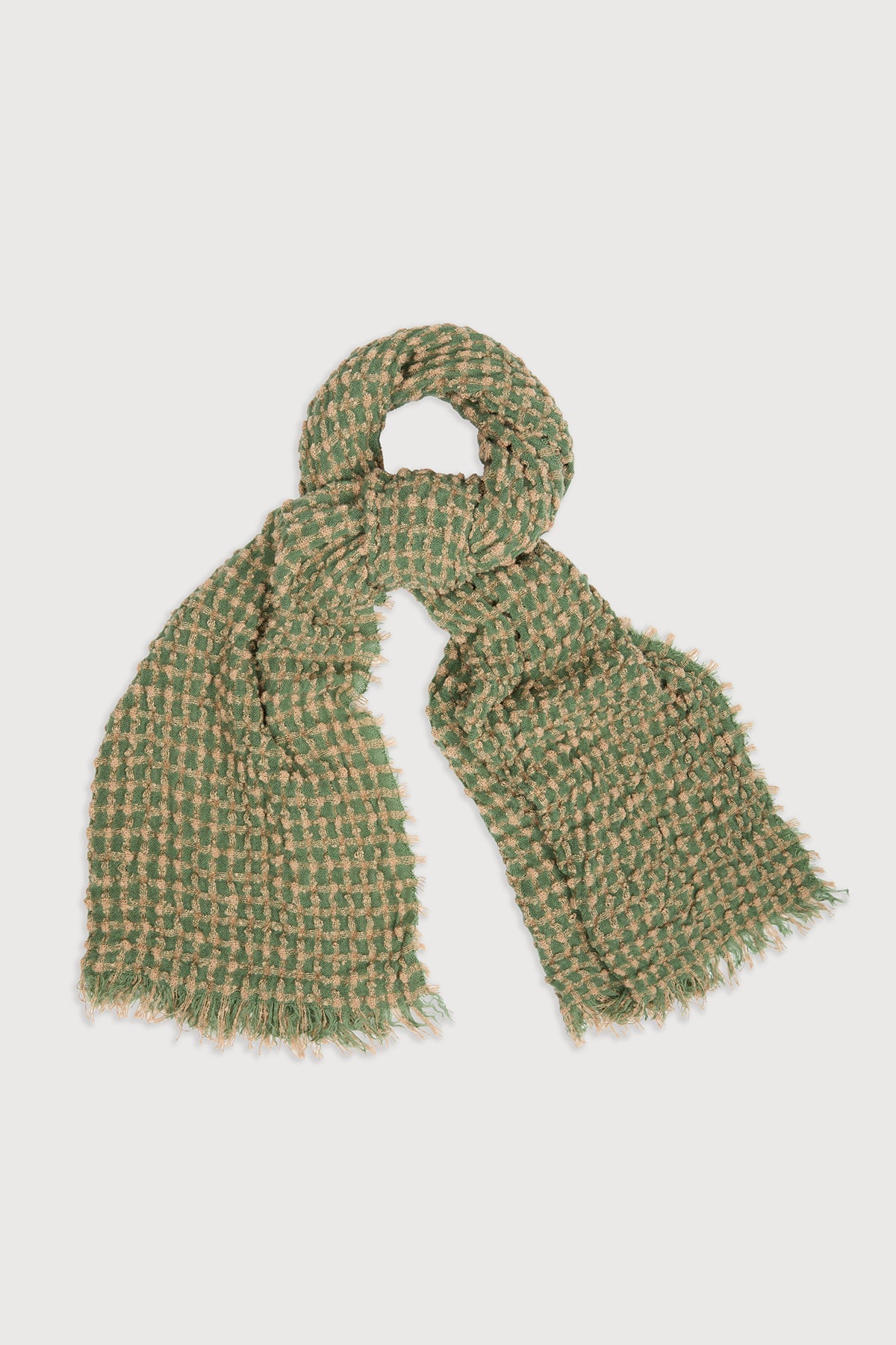 Crinkle Plaid Scarf - Turquoise