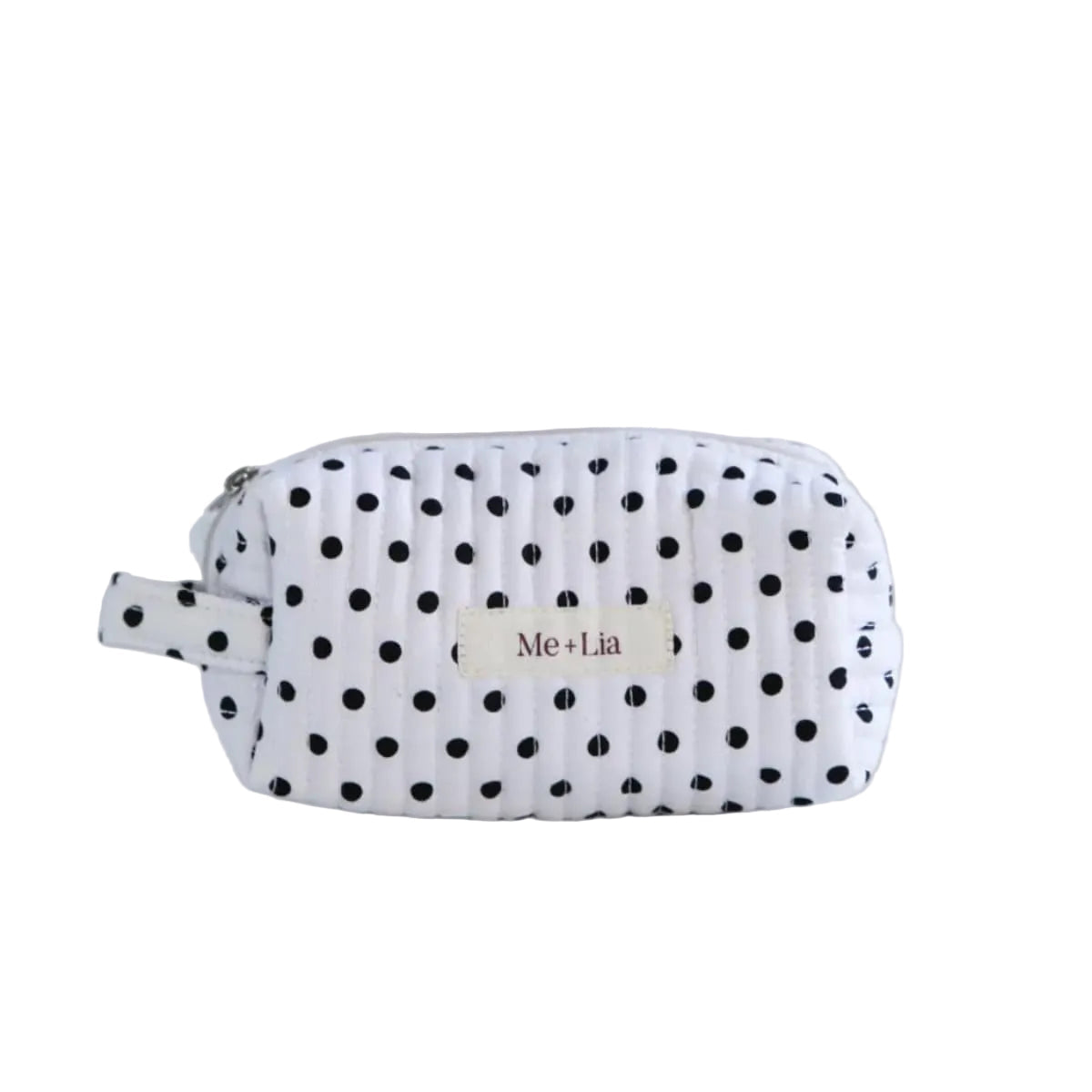 Polkadot Black Make-up Pouch Small — interior of black polka dot cotton pouch