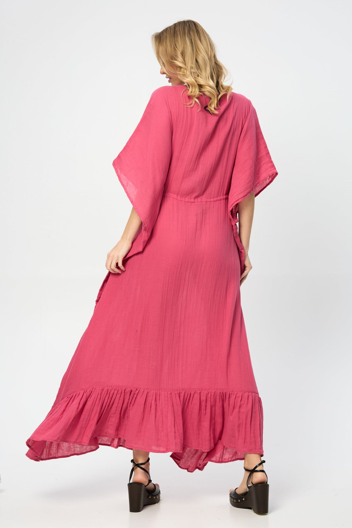 Crochet Rainbow Kaftan Maxi - Magenta