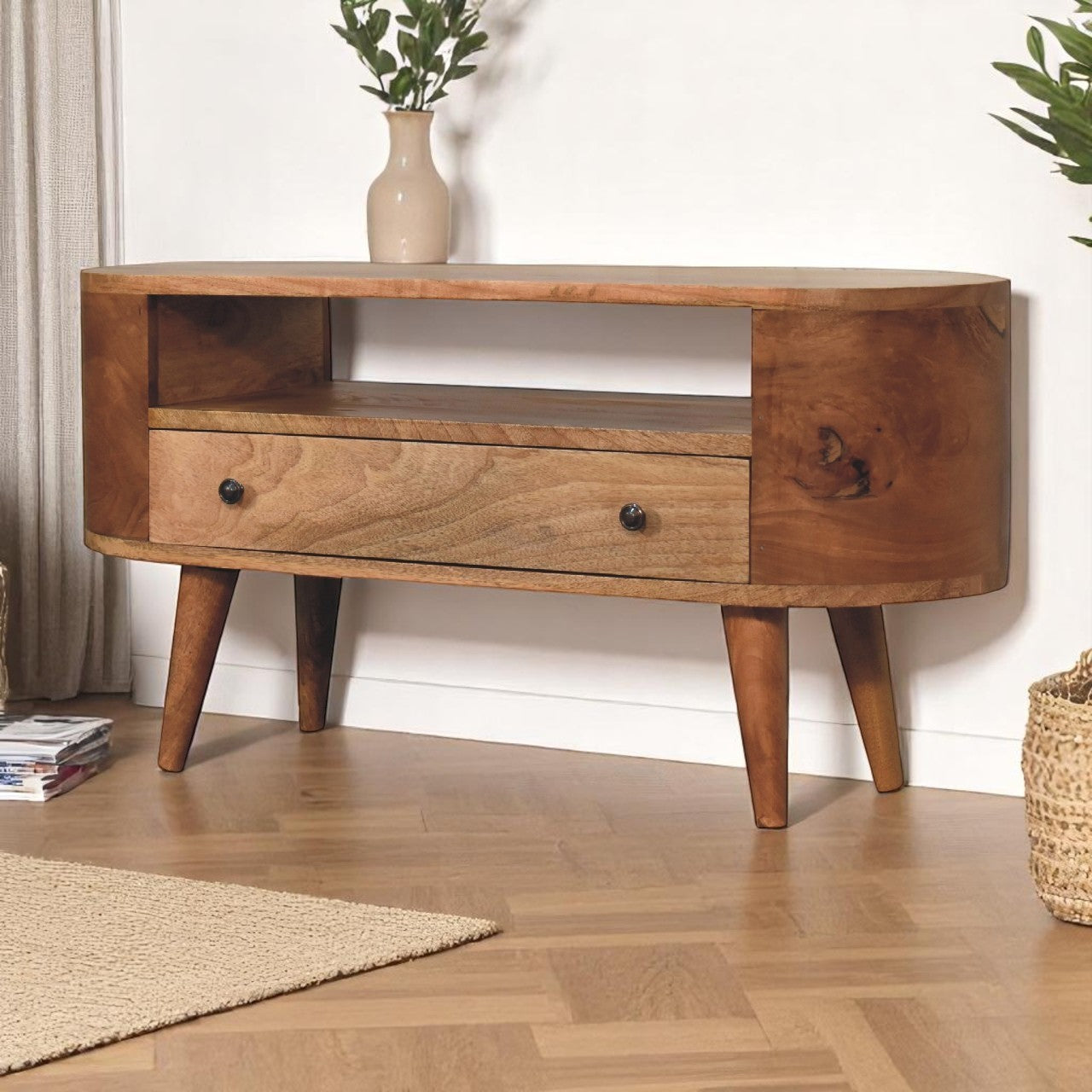 Solid Wood Mini Rounded Entertainment Unit
