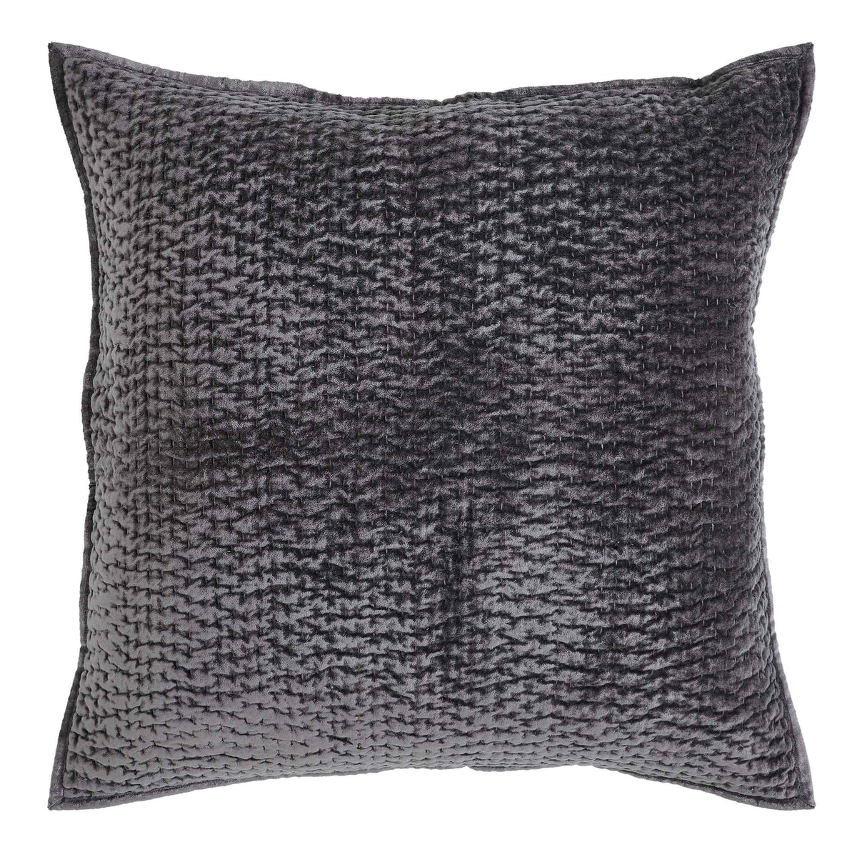 DE-184-3137_1|Dark charcoal grey quilted decorative pillow coverlet, featuring a dense, rugged bumpy texture for urban bedding.
