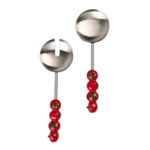 Salad Server with Tomato Handle Set of 2 9.5x3 Inches - Casa Amarosa