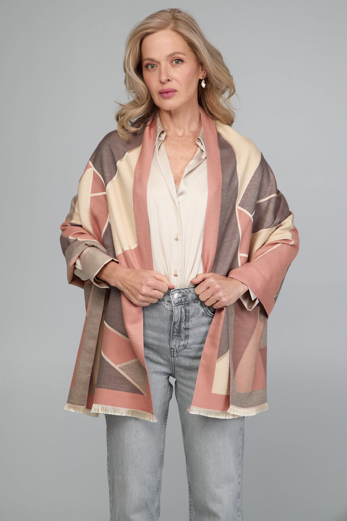 Reversible Geometric Scarf - Light Salmon