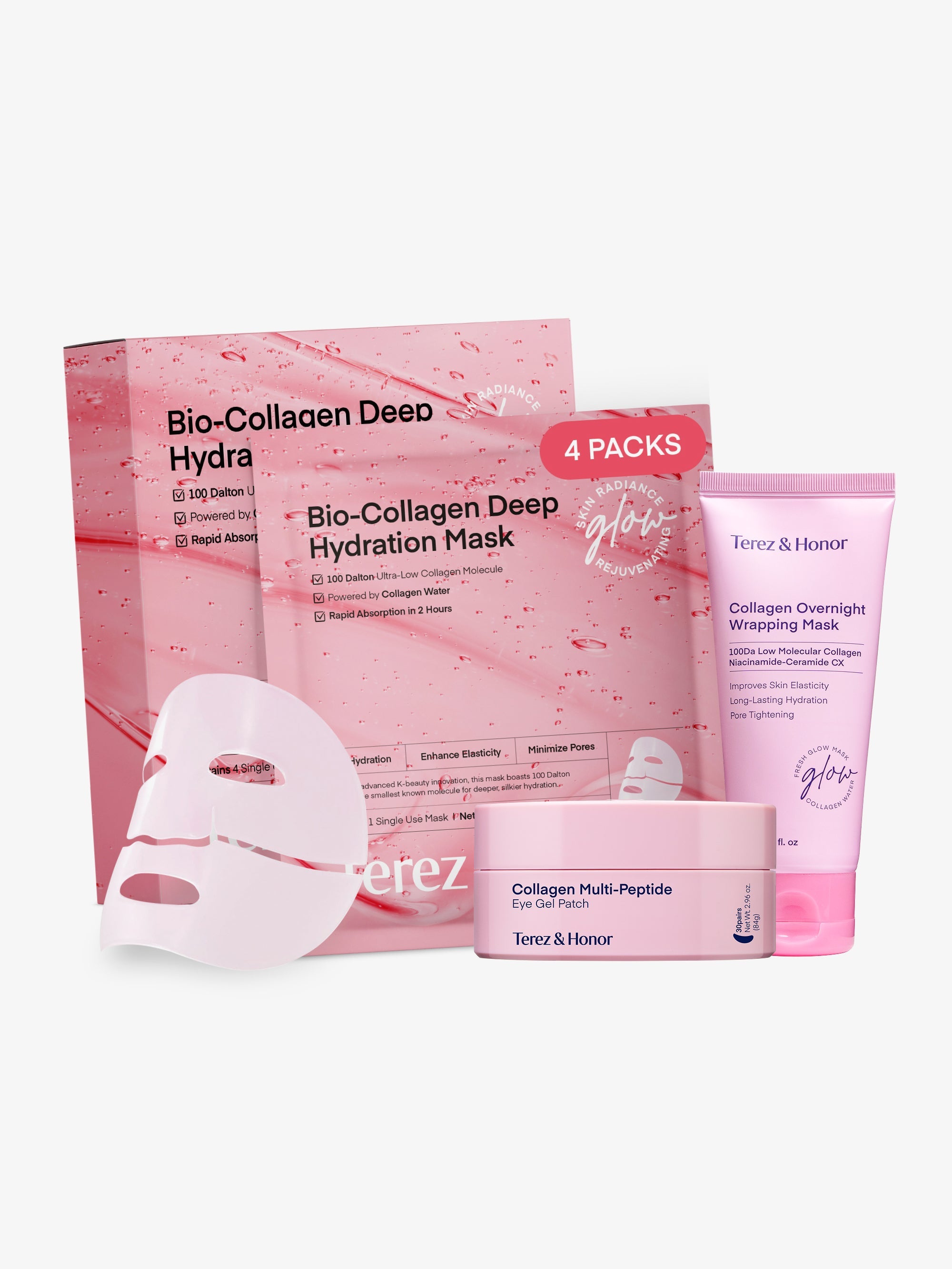 Terez & Honor Korean Collagen Mask Set - 3-Piece Bundle