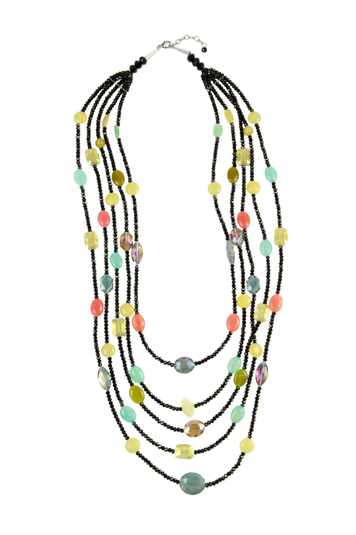 Multi Stone Statement Necklace Black