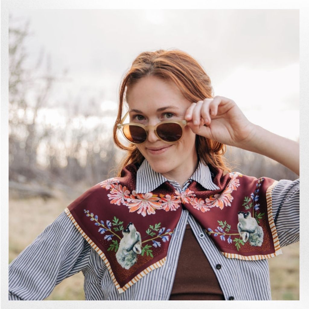 100% Silk Scarf: Lupine - Wolf Wildflower Pattern