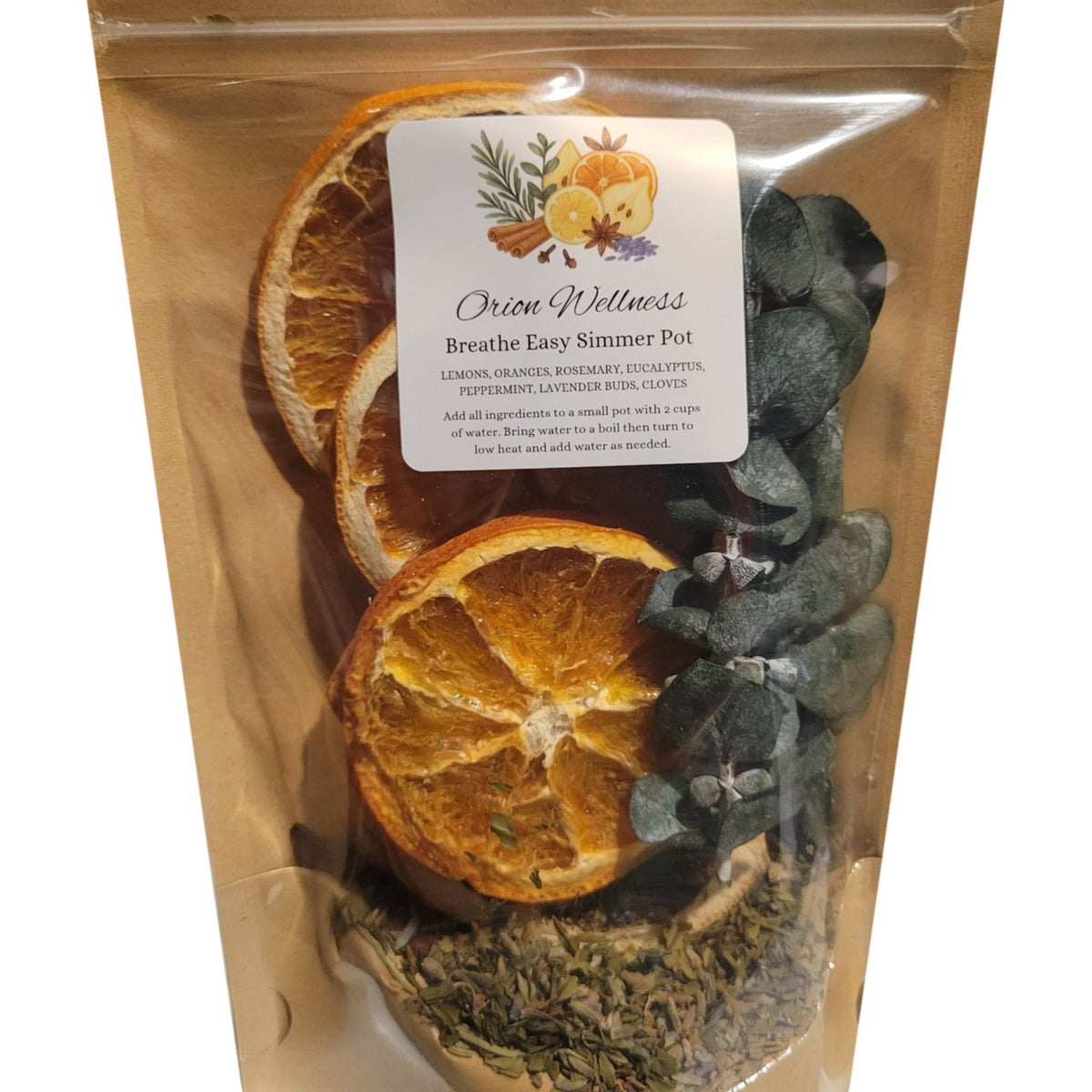 Breathe Easy Simmer Pot label close-up, included in Breathe Easy Home Ritual