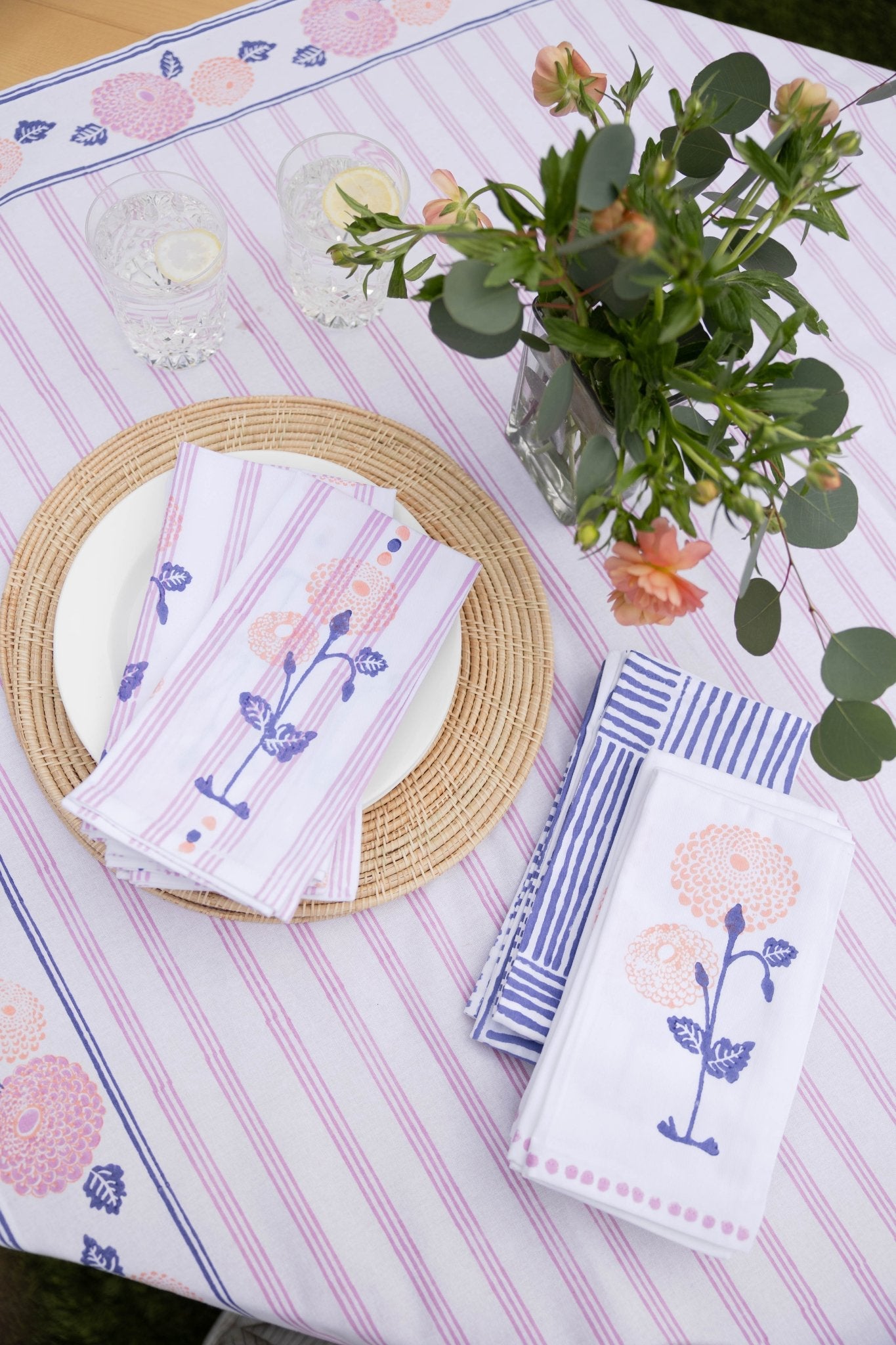 Organic Napkins (set of 4) - Marigold Flower - Lilac - The Mended Company