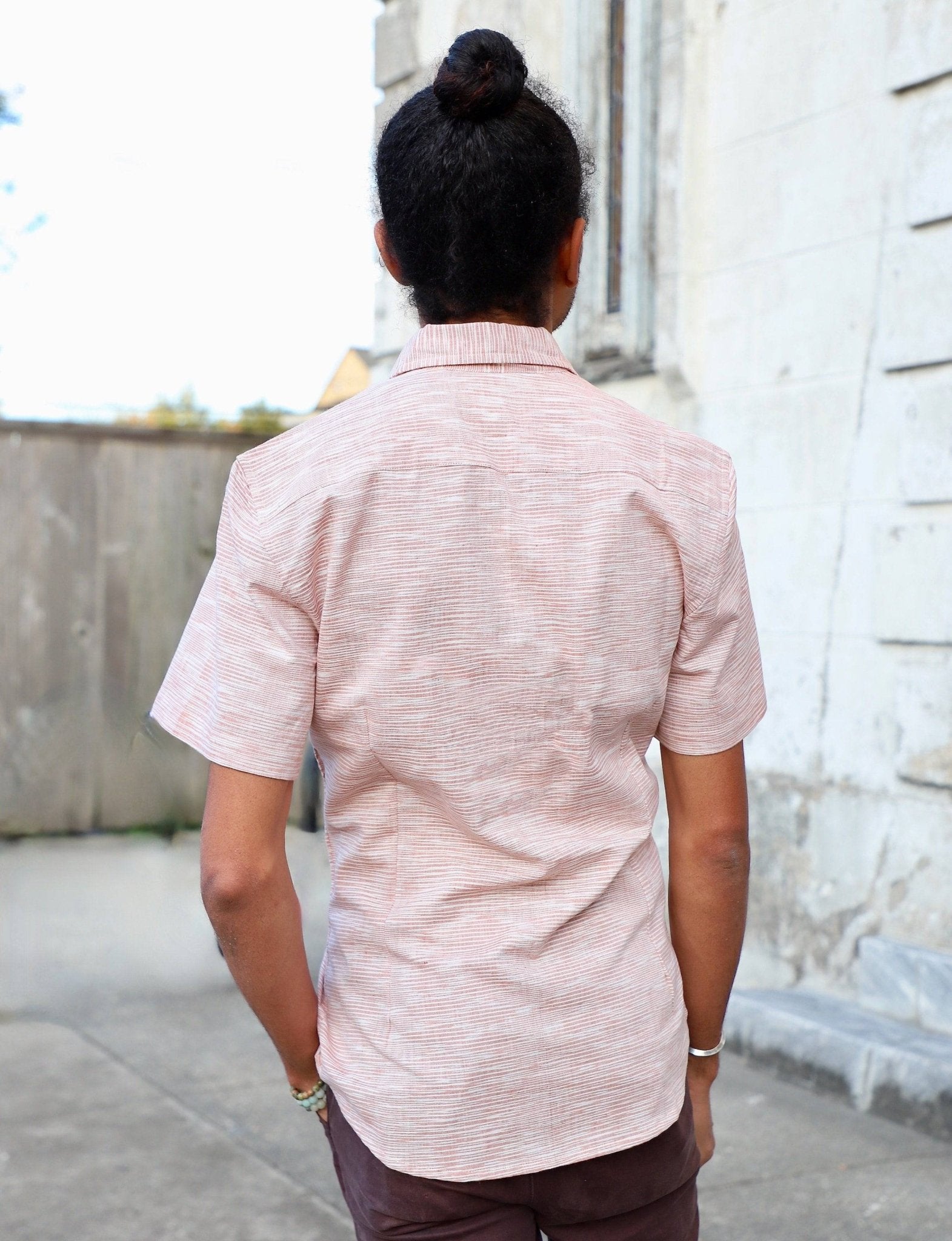 Salmon Men's Button Down Shirt - Passion Lilie